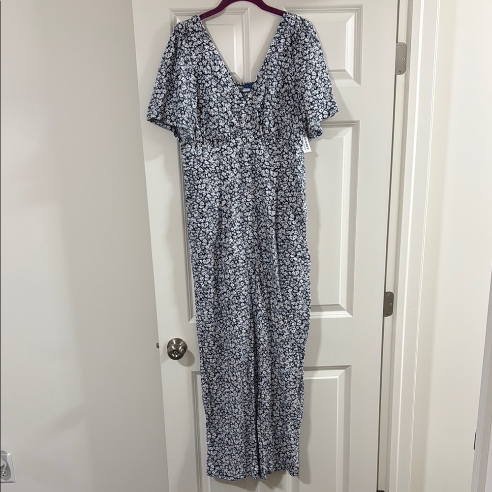 Old Navy Floral Blue Pants Romper